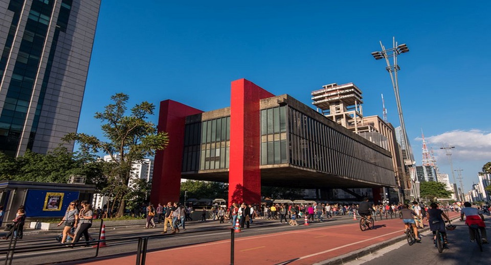 Sao Paulo, Brazil - June 26, 2016: Museum of Art of Sao Paulo (MASP) is the famous spot in Paulista Avenue and is one of the landmarks of the city.